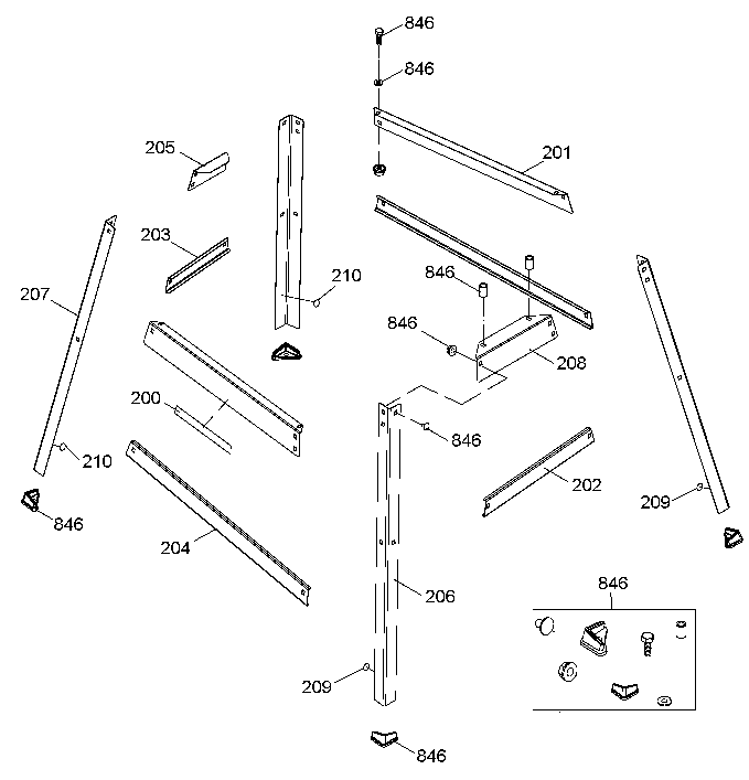STAND Diagram and Parts List for PCB375SS Type 1 Porter Cable Scroll Saw